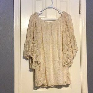 Cream lace off the shoulder blouse